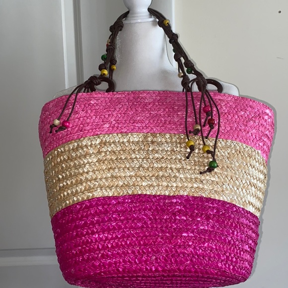 New
starfish raffia beach beaded tote pink Mother’s Day gift - Picture 7 of 14